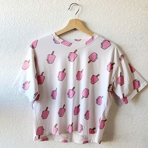 Popsicle Crew Neck Cropper Top